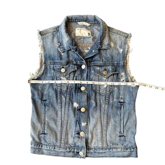 Rag & Bone Tattered Indigo Distressed Denim Jean Vest Size Small - Picture 3 of 6